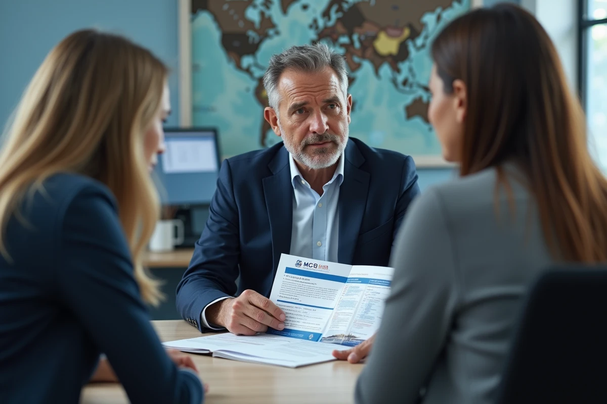 Agent de voyage expliquant les frais d'annulation MSC à un couple de clients