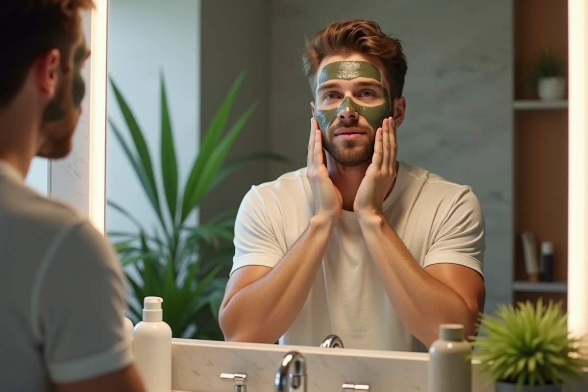 Jeune homme posant un masque d