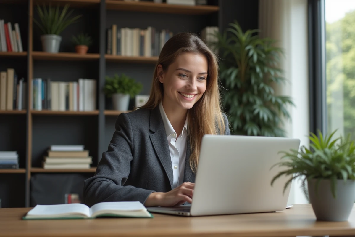 Jeune femme professionnelle dans un bureau moderne en train de travailler