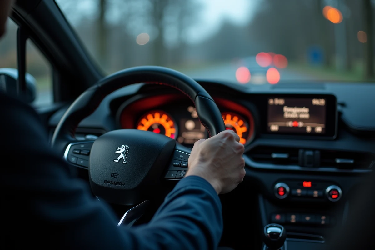 Voyant moteur allumé sur le tableau de bord d'une Peugeot 3008 indiquant un code défaut P1445 après ajout d'additif
